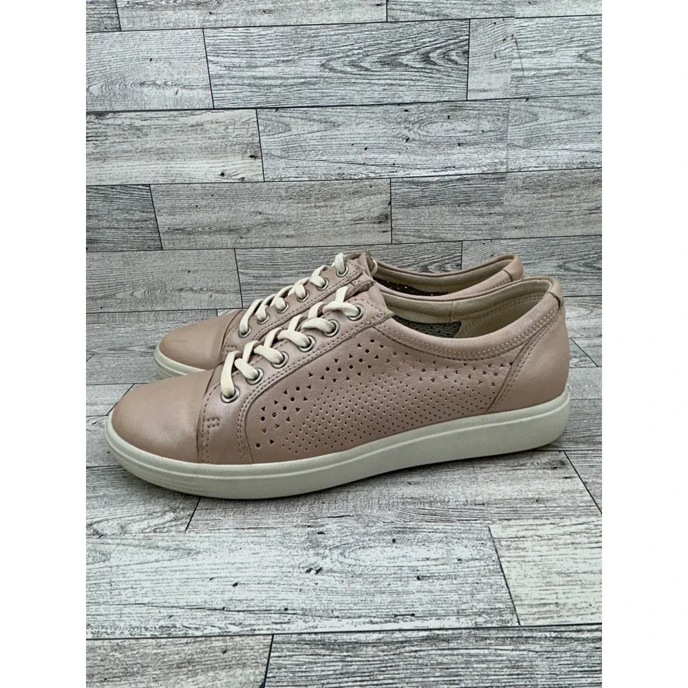 ECCO Soft 7 Perforated Leather‎ Lace Up Sneakers Rose Pink EU 39 US 8